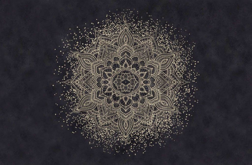 Mandala scintillante dorato - blu scuro