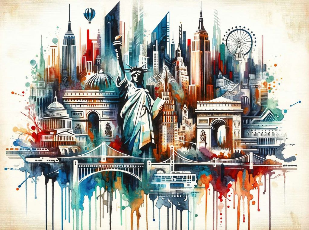 Abstract Watercolor New York