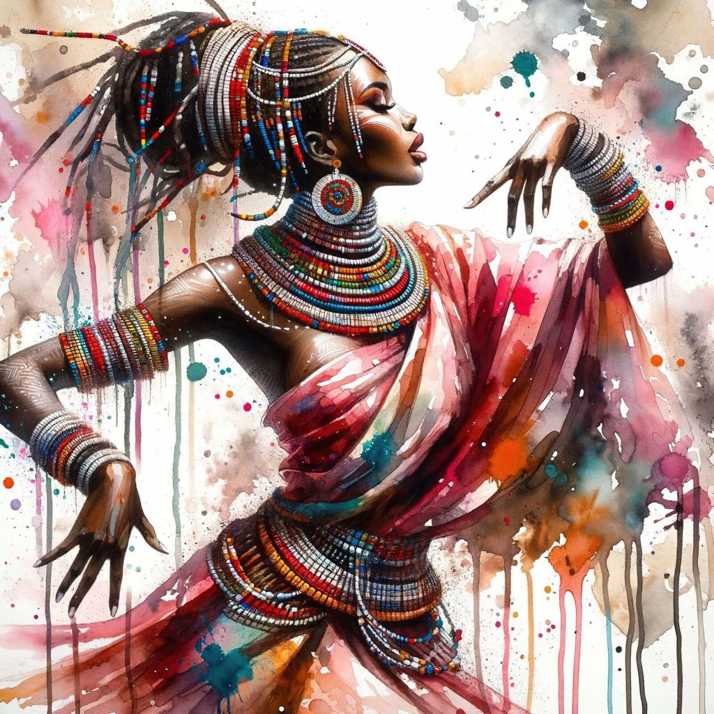 Danzatore africano ad acquerello