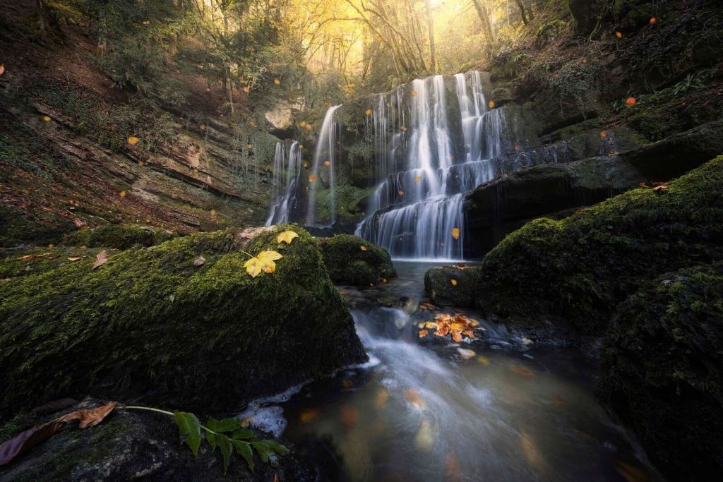 Cascata autunnale nel bosco