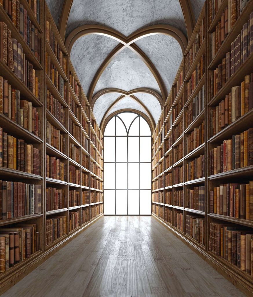 Sala di biblioteca medievale